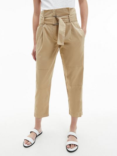 Calvin Klein Ruhák HU924022 | Calvin Klein High Rise Paperbag Női Nadrág Khaki